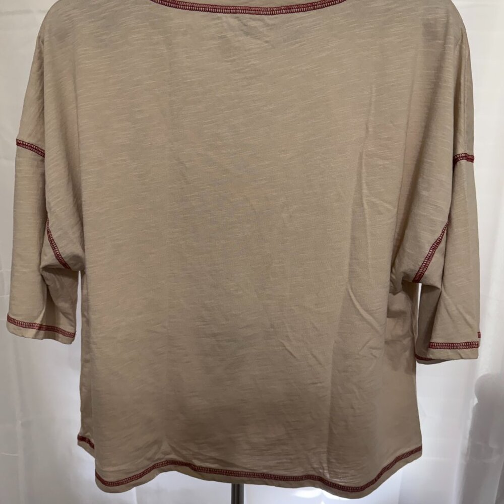 Bohemela Casual Solid Color Knit Round Neck Short Sleeve Loose Wash Women T-Shir - Picture 2 of 8